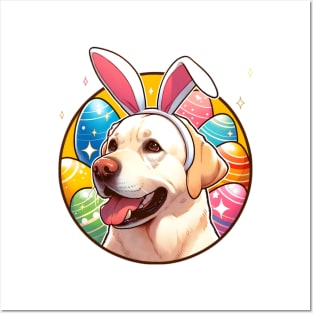 Labrador Retriever Celebrates Easter with Bunny Ears Posters and Art